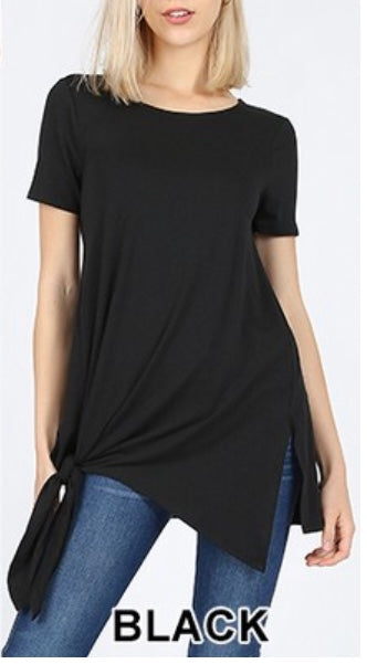 SSS-P {Free To Be Me} Black Top with Side Knot Detail