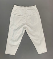 BT-S "Aphrodite" Ripped Denim Capri White Jeans