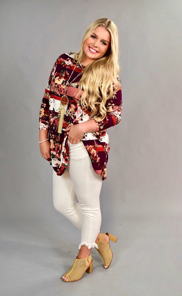 PLS-A {Something New Everyday} Loose-Fit Floral Tunic