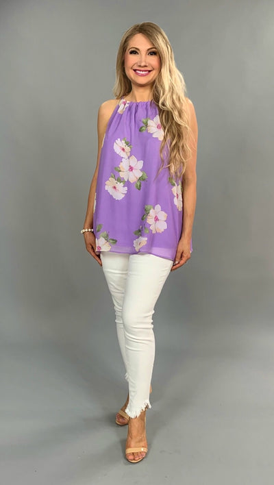 SV-A {Fab In Floral} Lavender Sleeveless Halter Top