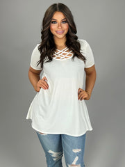 SSS-M {Simply Awesome} Ivory Top with Cage Neck Detail
