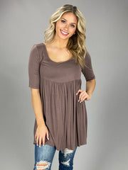 SSS-X {Me & You} Cappuccino Babydoll Dress 2/3 Sleeves
