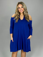 OS-K {Fun In The Sun} Cold-Shoulder Blue Keyhole Tunic