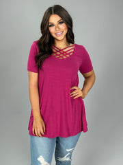 SSS-P {Simply Awesome} Magenta Top with Cage Neck Detail