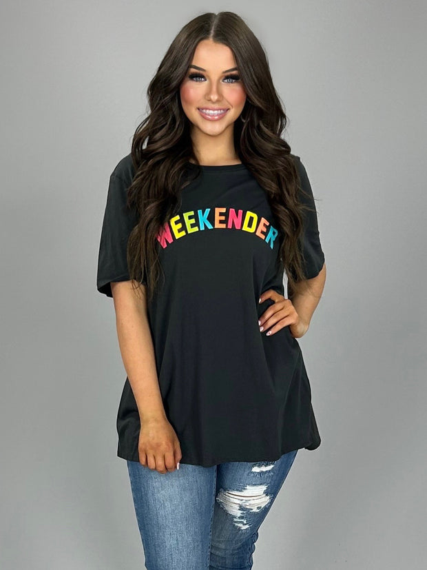 GT-K {The Weekender} Black T-Shirt with Multi-Color Letters