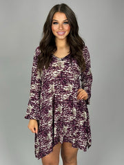 PQ-S {West  Coast} Grape/Multi-Print V-Neck Dress