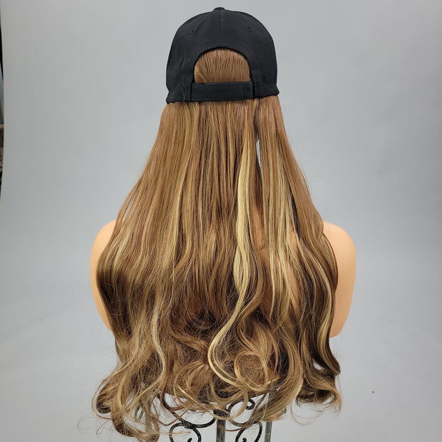 {Serenity} Brown Blonde Blend Baseball Hat Wig