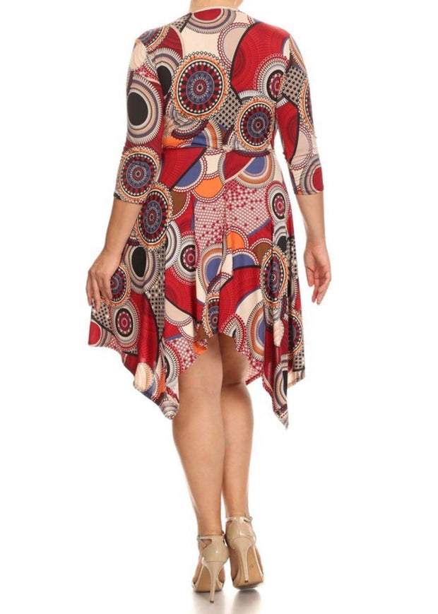 PQ-S {From This Moment} Burgundy Geo Printed Dress