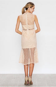 SV-D {Modern Love} Nude Crochet Zip Dress with Lining