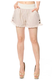BT-P {Your Best Bet} Taupe Shorts with Elastic Band Waist