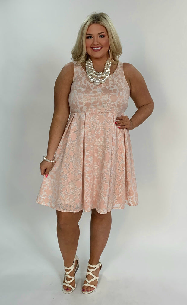 SV-Y {Make Me Blush} Peach Floral Print Dress
