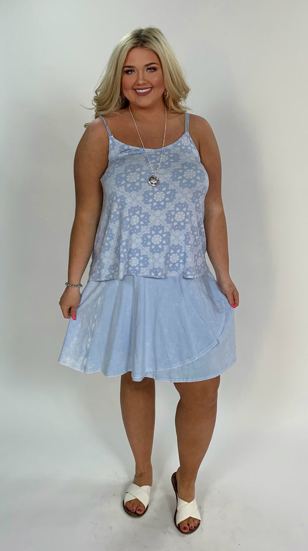 BT-B {Dream On} Blue Bleached Washed Skirt W/ Overlap Detail