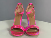 Shoe{Can't Stop The Fun} Neon Pink Snakeskin Heels