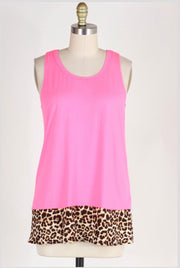 SV-M {Never Enough Summer} Neon Pink Top with Leopard Detail