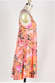 SV-T {Feeling Fresh} Coral Floral Sleeveless Dress w/Pockets