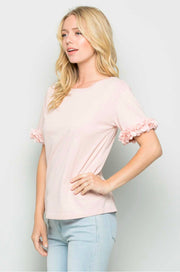 SSS-M {Sweet As Ever} Mauve Top with Flower Petal Sleeves