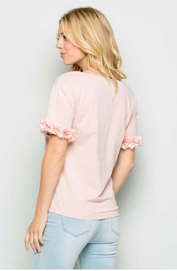 SSS-M {Sweet As Ever} Mauve Top with Flower Petal Sleeves