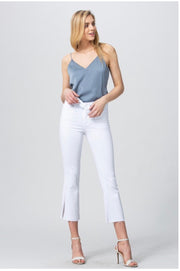 BT-H {Social Scene} White Cropped Jeans with Tie Belt Detail