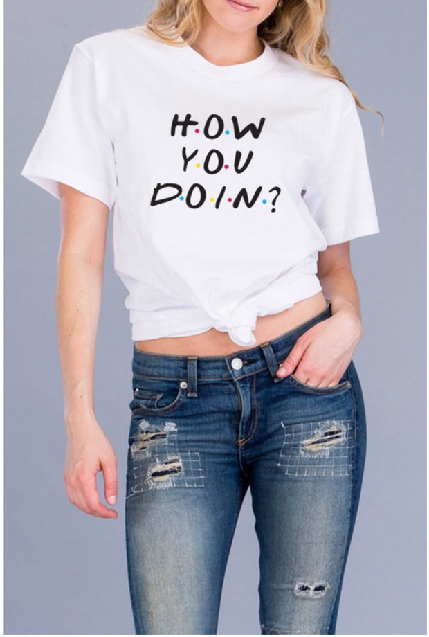 GT-I {How You Doin?} White Short-Sleeved T-Shirt