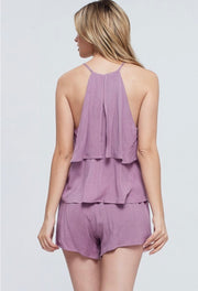 SET-C {Perfect Option} Lavender Ruffle Top W/ Shorts