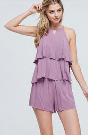 SET-C {Perfect Option} Lavender Ruffle Top W/ Shorts