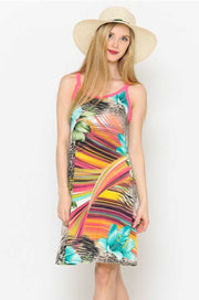 SV-D {Down At The Shore} Tropical Print Sleeveless Dress