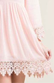 SQ-A {Good Girl} Peach Tunic with Floral Crochet Detail