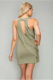 SV-C {Speak Up} Sleeveless Olive Top with Sequin Detail