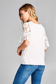 CP-M {A Girl Like Me} Pink Polka-Dot Top Lace Sleeves
