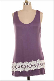 SV-A {Little White Lies} Sleeveless Top with Floral Crochet Detail