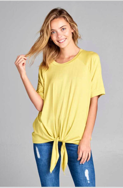 SSS-A {Like A Champ} Short-Sleeved Lime Top with Knot Tie