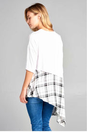 CP-G {Perfect Illusion} White Top with Black Plaid Contrast