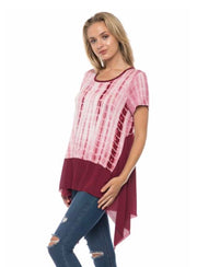 CP-J {Right On Time} Asymmetrical Burgundy Bamboo Top