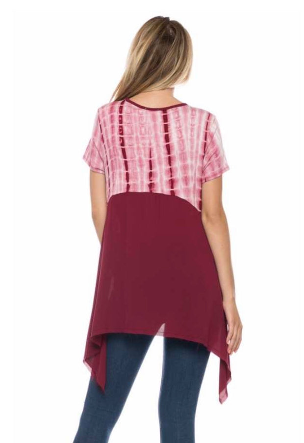 CP-J {Right On Time} Asymmetrical Burgundy Bamboo Top