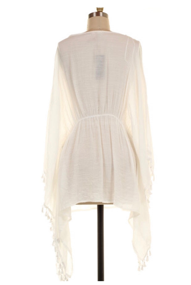 SD-A {Like Your Style} White Detailed Tunic with Tassels