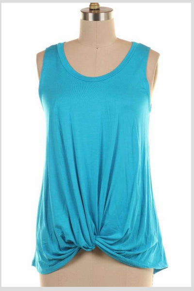 SV-D {Beauty Within} Turquoise Sleeveless Tunic W/ Knot Detail