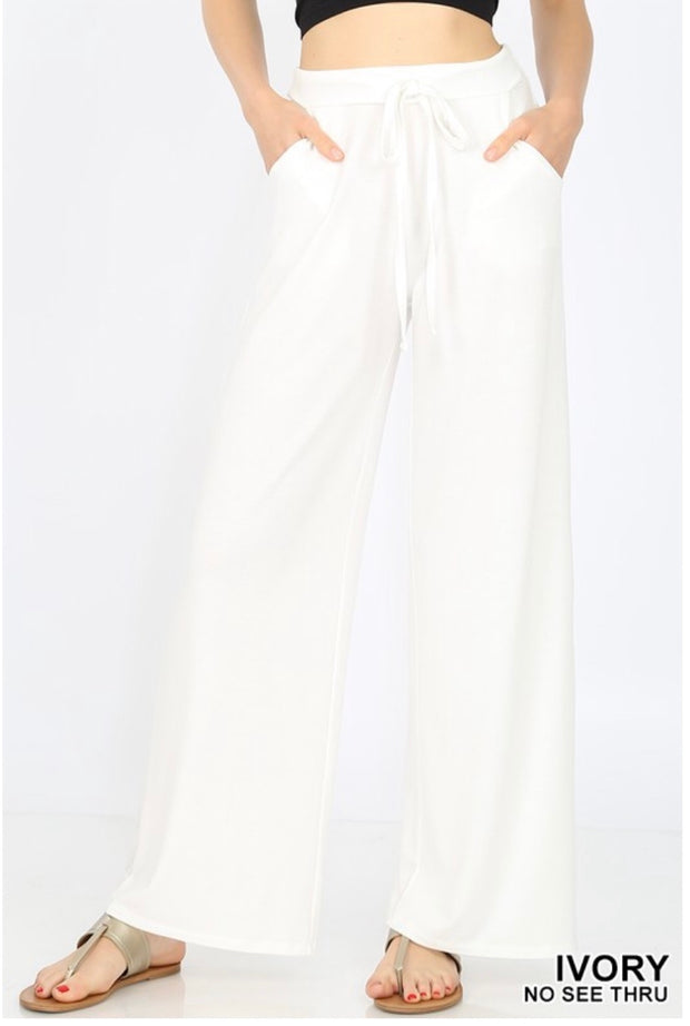 BT-Z {Pressed For Time} Ivory Lounge Pants W/ Drawstring