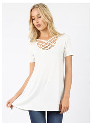 SSS-M {Simply Awesome} Ivory Top with Cage Neck Detail