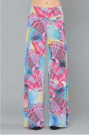 BT-S {Have Your Fun} Blue/Pink Geo-Print Palazzo Pants