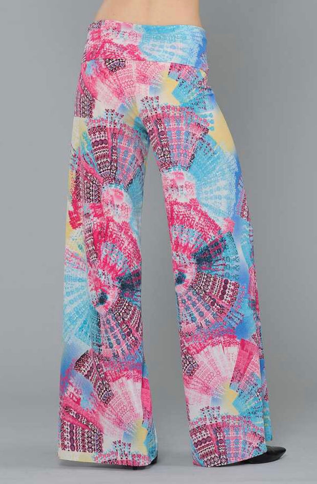 BT-S {Have Your Fun} Blue/Pink Geo-Print Palazzo Pants