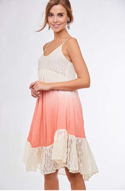 SV-D {A Perfect Passion} Lined Coral Dress w/ Lace Detail