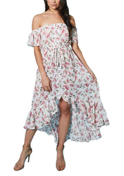 LD-C {Dearest Darling} Floral Print Hi-Lo Dress Ruffle Detail