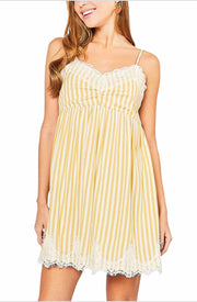 SV-B {Thirsty For More} Striped Lined Dress with Lace Detail
