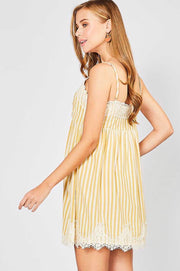 SV-B {Thirsty For More} Striped Lined Dress with Lace Detail