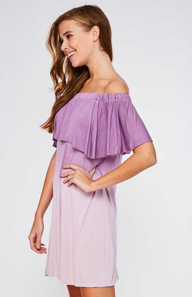 OS-A {Rumor Has It} Off-Shoulder Gradient Lavender Dress