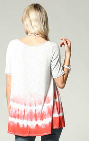 CP-F {How Sweet} Gray/Coral Gradient Dye Top