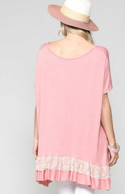 SD-A {Simple Truth} Mauve Loose-Fitting Top with Lace