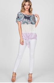 CP-B {Ready Or Knot} Mandala Lavender Contrast Top