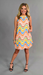 SV-C {Dodge The Paparazzi} Colorful Lined Halter Dress