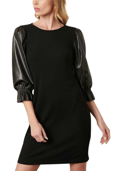 CP-L {Secret To Success} Black Faux Leather Mini Dress